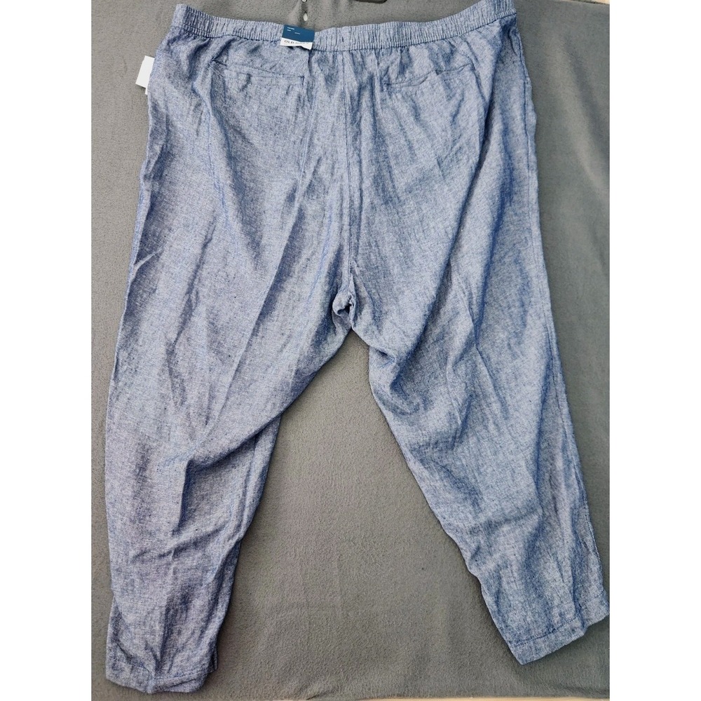 NWT Old Navy Womens Sz 4X Chambray Blue Linen Blend High Rise Crop Pants Pull On - Picture 2 of 15